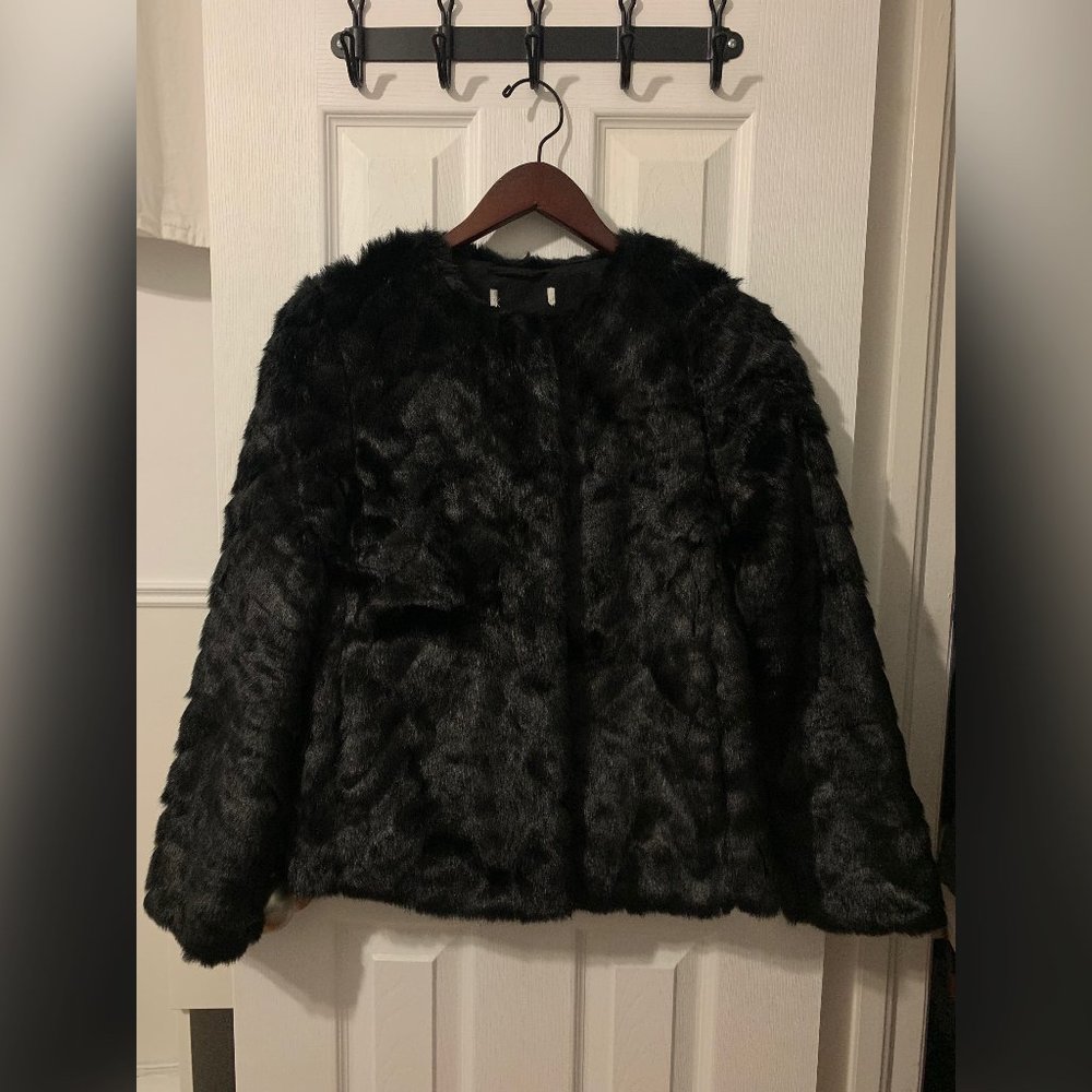 H&M Black Faux Fur Jacket